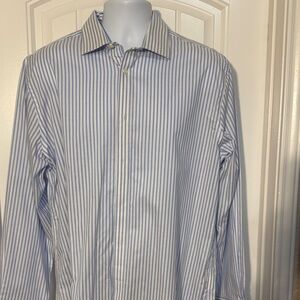 Tommy Hilfiger Men's Light Blue Striped Dress Shirt